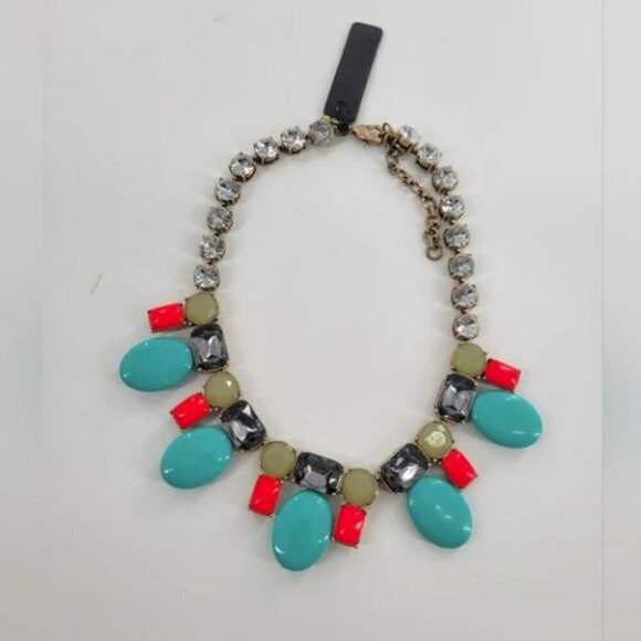 J. Crew Turquoise & Crystal Necklace New - Picture 1 of 1